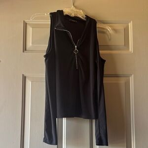 Black Sleeveless Zip-Up Top